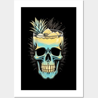 Pineapple Juice in Skull Glass Posters and Art